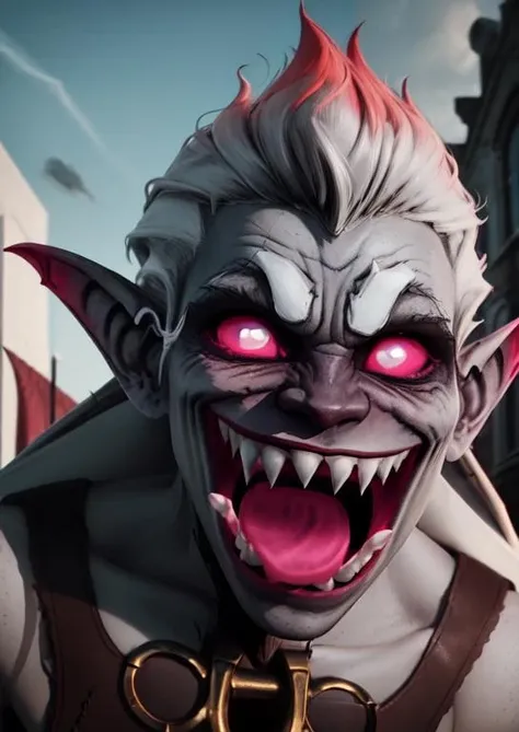 vamp1rebr1ar, grey sclera, smile,outdoors, <lora:br1ar-t2-000030:0.8>