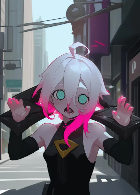 1girl,solo,glowing magenta eye,colored sclera,white hair, long hair,((pale skin,extremy white skin,hair over one eye,halo pink)), sharp teeth, open mouth,(medium breasts),((white bra,white bikini,hidden arms,white skirt,bare feet,villain,psycho,villain smile, psychopath,angry face)),(((walking in front a stones ruins in night,masterpiece,hd,best quality,8k,detailed face,close-up,face tilted forward,attacking with spell)))