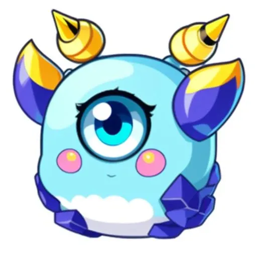 game icon institute, game icon,, full body, solo, blue eyes, blush stickers, single horn, one-eyed, horns, well-structured, HD, 2d, white background, <lora:game icon institute_Qkagw_v1:0.9>