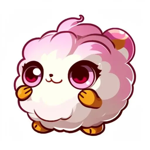 A little fluffy monster covered in soft cotton-like hair, with big round eyes and a smiling expression, like a warm cotton candy. game icon institute, game icon, well-structured, HD, 2d, white background, <lora:game icon institute_Qkagw_v1:1>