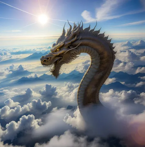 masterpiece,loong,no humans, above clouds, sun, <lora:conceptLoongChinaDragon_v10:1>