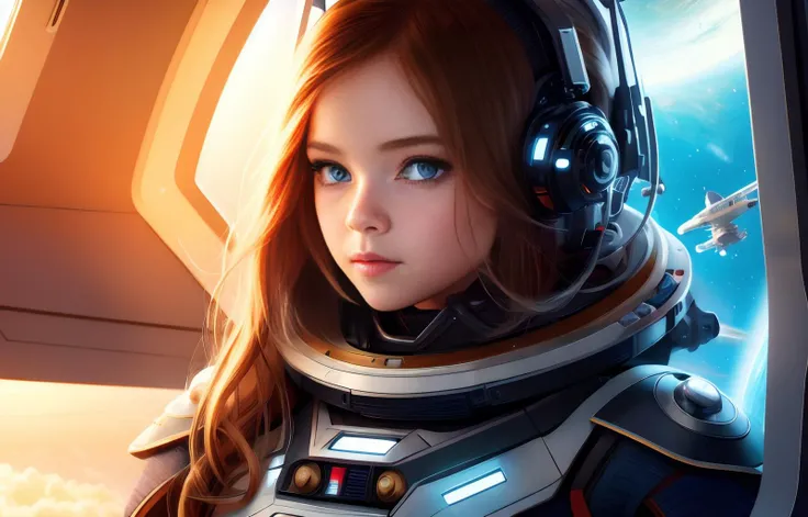 ((master piece)),best quality, illustration, Sci-fi, 1girl, on spaceship, bridge, huge window, beautiful detailed eyes, beautiful detailed hair <lora:yangChaoyue_1:.09>