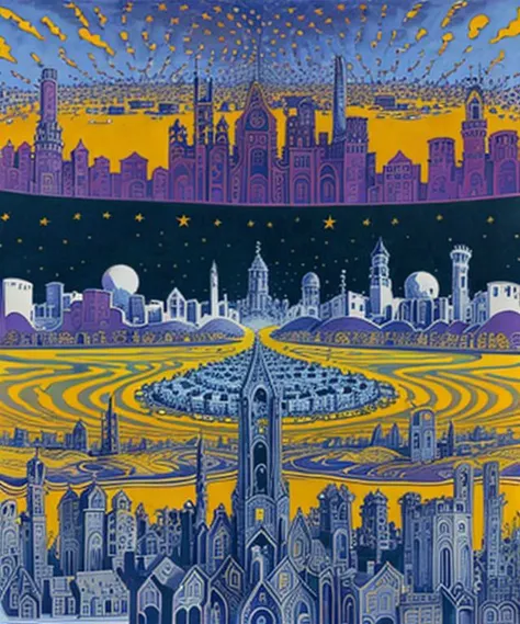 panorama of an imaginary town with towers, by xyzVMoscoso , <lora:xyzVMoscoso-15:1>