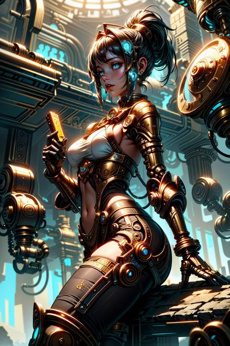 (((steampunk sexy girl, big sagging breast, very marked cameltoe, pezones grandes y marcados bajo la ropa, suggestive pose, sexy pose, sexy face, steampunk clothes, steampunk landscape,areola marcada, areola sobresaliente, cleavage,))),((((( dark skin,black african woman ))))) steampunk, anime, pretty face, large scale, realistic proportions, highly detailed, smooth, sharp focus, 8k, ray tracing, digital painting, concept art illustration, by artgerm, trending on artstation,