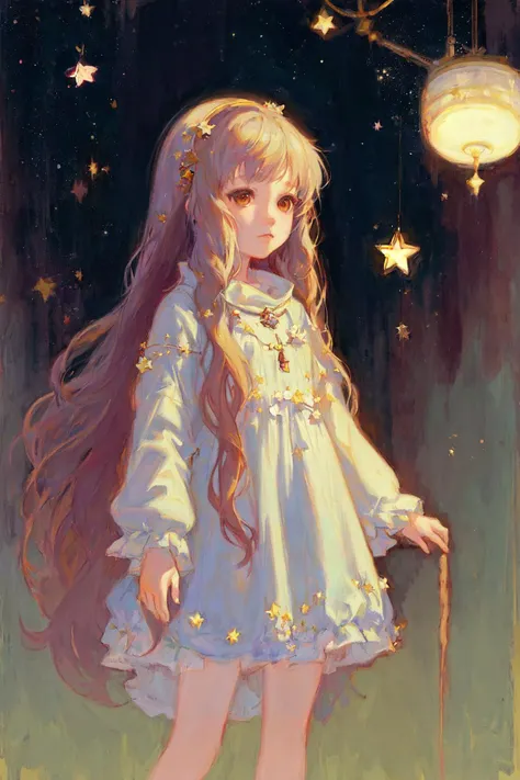 Studio Lighting,Moody Lighting,a little girl with long hair in space,star,(from deeep below:1.2),realistic portrait,white long stockings,[(outline:1.2)]MOCA2,Character illustration style,masterpiece,best quality,cut face,deep eyes,flower,rim light,blurry and many light particles,by Jeremy Lipking,by Antonio J. Manzanedo,hidari and akihiko yoshida,soft painting,[(brush:1.2):15][( leaning towards watercolor:0.8):10],[(alphonse mucha:0.8):15] [( monet:1)::20], shaonv