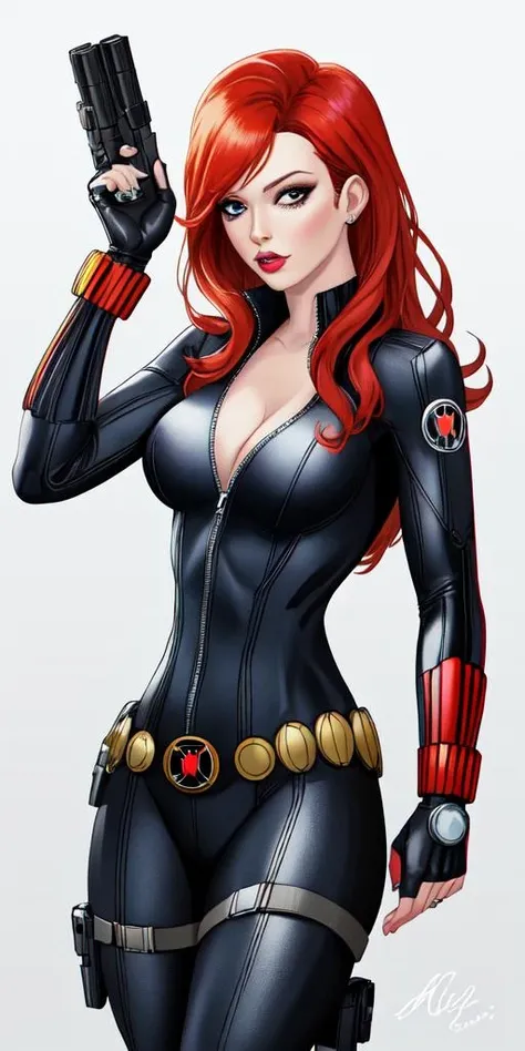 <lora:BlackwidowSD1.5:1>, blackwidow, white background,