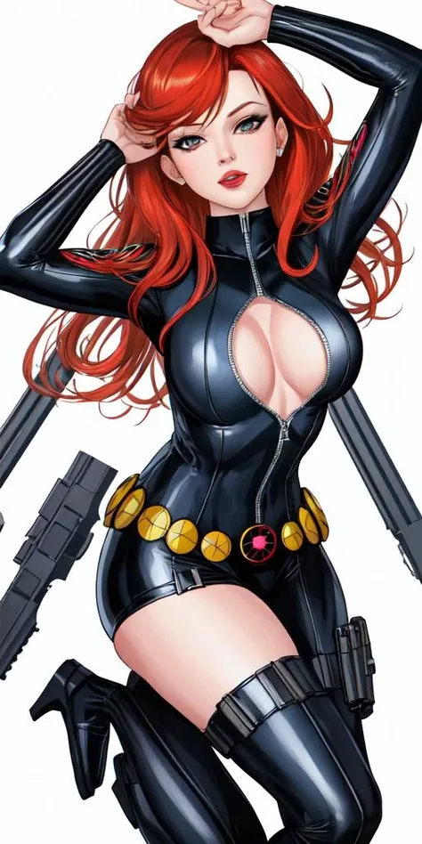 <lora:BlackwidowSD1.5:1>, blackwidow, white background,