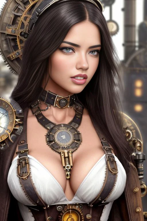 photo of woman, (front to camera), adrianalima-3500, (aspiring facial expression), (((steampunk style close))), ((steampunk city on the background)), RAW, analog style, ultra detailed photograph, cinematic lighting, artstation, 4k, sharp focus, high resolution, detailed skin, detailed eyes
