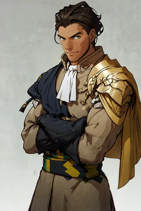 best quality, Mature male, arms crossed, <lora:Claude:1> ClaudeAfter, holding bow