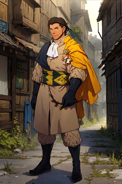 best quality, Mature male, Standing, <lora:Claude:1> ClaudeAfter, holding bow