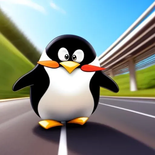 Fighting game style (Funny 3D render:1.4) of (Realistic:1.35),(Amusing:1.3), (on a highway:1.25), (a penguin \(tux the linux mascot\):1.3) (running away from a crazy driver:1.2), (late at night:1.2), 4k, 8k, uhd, ultra detailed, ray tracing, global illumination, smooth, very sharp, stunning, phenomenal, rendered as masterpiece, (style of Artgerm:1.3),(style of Steve Purcell:1.25),(style of Skottie Young:1.3),(Realism:1.35),(CGI Art:1.45),(Digital Art:1.3) <lora:Tuxiffusion-v1:0.6> penguin . Dynamic, vibrant, action-packed, detailed character design, reminiscent of fighting video games