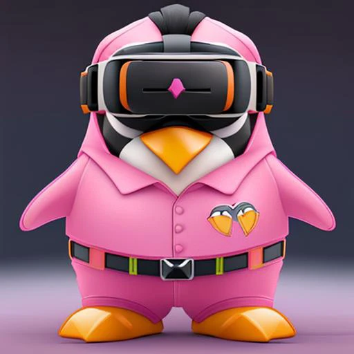 GTA-style artwork (Epic 3D render:1.4) of (Realistic:1.35),(Amusing:1.3), (a penguin \(tux the linux mascot\):1.3) in a Raspberry pink Bigfoot costume with Cowboy Hat, Dog Eyes, Furious, (VR:1.5),4k, 8k, uhd, ultra detailed, ray tracing, global illumination, smooth, very sharp, stunning, phenomenal, rendered as masterpiece, (style of Jovana Rikalo:1.3),(style of Loish:1.3),(style of Skottie Young:1.3),(Cell Shading:1.35),(CGI Art:1.45),(Digital Art:1.4) <lora:Tuxiffusion-v1:0.6> penguin . Satirical, exaggerated, pop art style, vibrant colors, iconic characters, action-packed