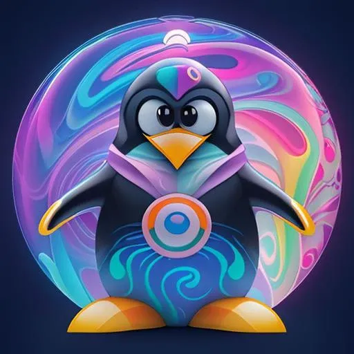 Psychedelic style (Very Detailed 3D render:1.4) of (Realistic:1.35),(Amusing:1.3), (a solo 1penguin \(tux the linux mascot\):1.3) in a Pearl costume with Ear Tag, Jellyfish Eyes, Enthralled, (Ultra Very Colorful, trippy:1.5), Fantasy 2D Sidescroller - "Ori and the Blind Forest", 4k, 8k, uhd, ultra detailed, ray tracing, global illumination, smooth, very sharp, stunning, phenomenal, rendered as masterpiece, (style of Jovana Rikalo:1.3),(style of Artgerm:1.3),(style of Siya Oum:1.3),(Cell Shading:1.35),(CGI Art:1.45),(Digital Art:1.4) <lora:Tuxiffusion-v1:0.6> penguin . Vibrant colors, swirling patterns, abstract forms, surreal, trippy