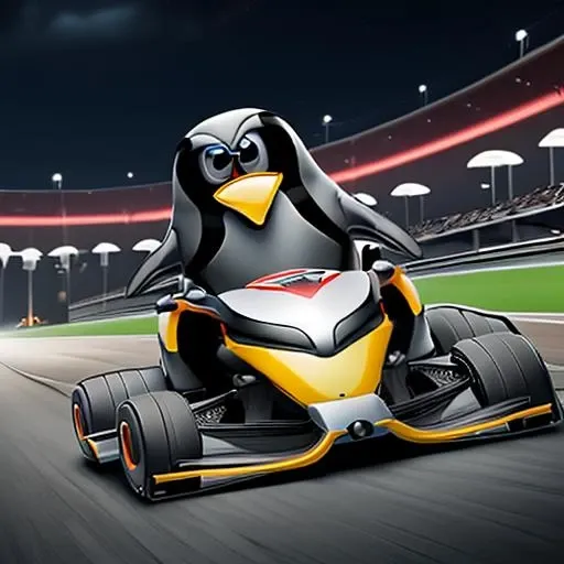 professional 3d model (Amazing Cartoon Artwork:1.4) of (Realistic:1.35),(Surreal:1.3), eerie, (in a kart race:1.25), (a (penguin in a gokart:1.2) zooming across the track:1.3), (late at night:1.2), 4k, 8k, uhd, ultra detailed, ray tracing, global illumination, rendered as masterpiece, (by Artist Artgerm:1.3),(by Artist Jovana Rikalo:1.3),(by Artist Loish:1.3),(Photorealism:1.35),(CGI Art:1.45),(Digital Art:1.3) <lora:Tuxiffusion-08:1> . octane render, highly detailed, volumetric, dramatic lighting