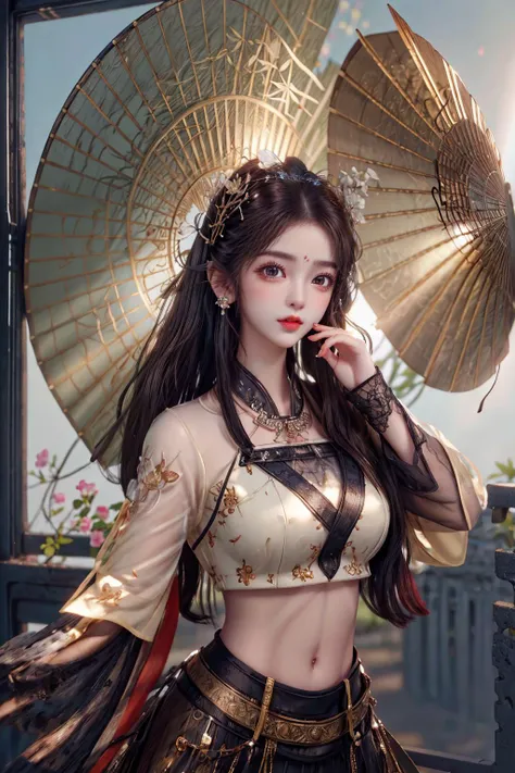 (Absurdres:1.2), beautiful and aesthetic, masterpiece, best quality, extremely detailed,
photo realistic:1.4 , delicate pattern, (intricate detail,extremely intricate:1.2),
(masterpiece:1.2, best quality), (highly detailed:1.3), realistic, realistic details, detailed, <lora:more_details:0.6>,
------
<lora:tiaraaurellie_v3:0.3>, <lora:girlfriendmixV1_v20:0.4>, <lora:yurisa chan_20230623045200:0.2>
(pureerosface_v1:0.5) , (ulzzang-6500-v1.1), (idol),
<lyco:fitgirl_v10:0.6>, fit, narrow waist,
<lyco:GoodHands-beta2:1.0> nice hands, perfect hands
Exquisite Makeup, Realistic Skin, beautiful detailed eyes, symmetric eyes,
------
1girl, umbrella, absurdly long hair, large breasts,
(style-rustmagic:1.0) portrait, solo, upper body, looking at viewer, detailed background, detailed face, ( theme:1.1), rust-champion, rusty armor, rusted iron, (rusty:1.05), red rust, dirt, fully rusted, machinery, left to rust, stoic expression, abandoned workshop in background, dark lighting, cinematic atmosphere,,
<lora:shanzhagaoSomeSortOf_v1Epoch10:1> child, HANFU, RED LIPS, LIGHT RAYS, EAST ASIAN ARCHITECTURE,
detailed background, chinese clothes, hair ornament, flower, hair flower, window, lattice, holding, from outside, long sleeves, black hair, hair bun, wide sleeves, petals, jewelry, pink flower, butterfly, branch, bug, earrings, looking at viewer, upper body, hands up, facial mark, makeup, glowing, light particles, atmospheric lighting