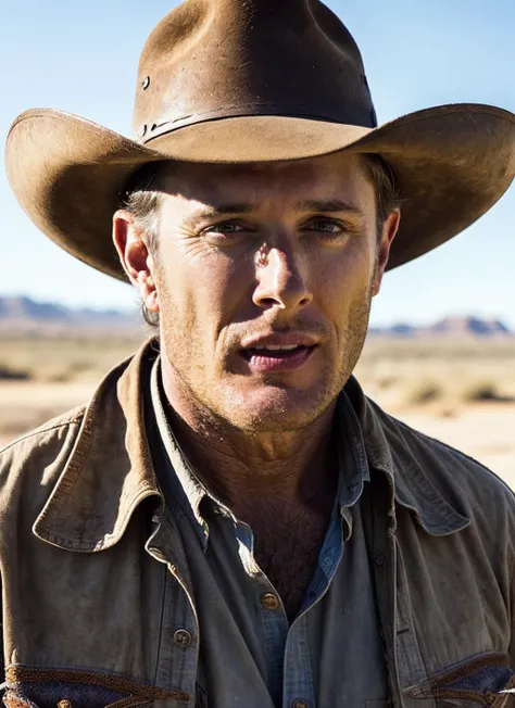 photo of 25 years  sks person, natural lighting <lora:skin_slider_v2_1_FACE:0.3> <lora:add_detail:0.7>,  epiCPhoto, <lora:locon_jensenackles_v1_from_v1_64_32:1>, man, western cowboy style, analog photo of a rugged cowboy riding a horse in a dusty desert, vast open plains in the background, weathered cowboy hat, 4k resolution, detailed desert landscape, determined look and eyes, (wild west eyes) <lora:epiNoiseoffset_v2:1>, Desert Art created on a Wacom Cintiq Pro of a [Courageous:1.3] Brave (cowboy) in a [Gallop Pose:1.4], Sunlit Desert Lighting. Eisner Award Winner, Horizontal image, (Weathered Features), (Wild West Eyes), Earthy Tones, Art by [Gregory Manchess], Dust Whirls, (Detailed Horse), ((vast open plains))