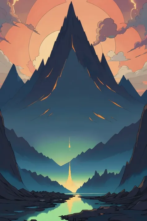 armageddon Permanently Lit Peaks<lora:EnvyCelShadedXL01:1.25>