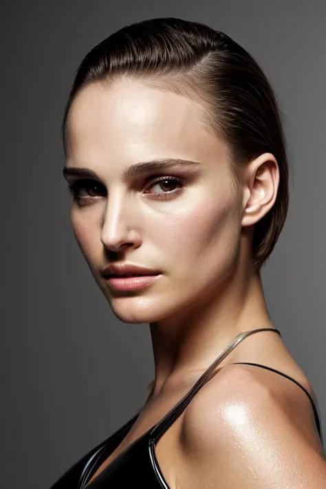 (CR-NataliePortman-lapalla100:0.8), full color portrait of woman, (oiled shiny skin:1.0), (slick undercut hair:1.0),
masterpiece, best quality, sharp focus, highres 8k uhd, ultra-detailed, rim light, deep grey background,