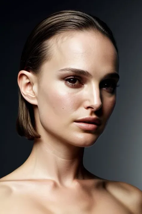(CR-NataliePortman-lapalla100:0.9), full color portrait of woman, (oiled shiny skin:1.0), (slick undercut hair:1.0),
masterpiece, best quality, sharp focus, highres 8k uhd, ultra-detailed, rim light, deep grey background,
