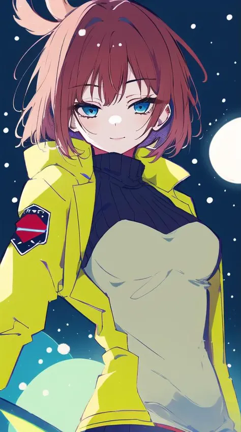 pixel-Konami, 1girl, winter jacket, upper body, masterpiece, from front, <hypernet:myhands_22k:0.75> <lora:konami-Kirie-LoRA:0.75>