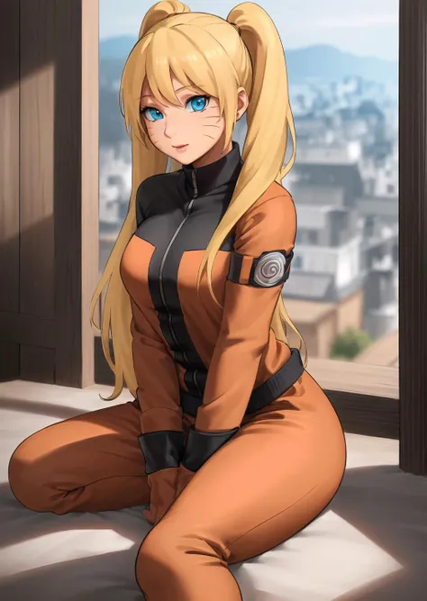 masterpiece, perfect, masterpiece, best quality, ultra-detailed, illustration, rich draw, 8k, 4k,extremely detailed), (best quality), (ultra-detailed), (best illustration), (best shadow), masterpiece, high res, best quality, 1girl, solo, naruko \(naruto\), facial marks, blond hair, long hair, orange jacket, ((naruto outfit)), orange pants, detailed face, intricate details <lora:narukoSexyJutsuNaruto_characterNarukoV1:0.7>