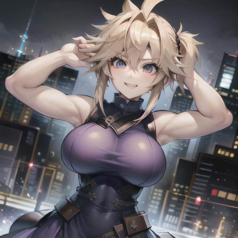 sam yang, femcloud, (masterpiece:1.3), hdr, extreme detail, dramatic lighting, moody background, muted colors, breasts, alluring pose, female cloud strife, cheery, happy, cute, adult, beautiful face, vibrant colorful background, (city background:1.2), (background out of focus:1.3), bokeh, solo, cute blue dress,
<lora:femcloud:0.80>