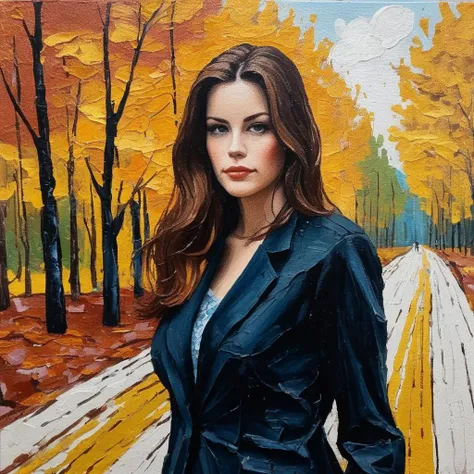 (Abstract) sketch of a woman in the fall season, oil on canvas,  livxtylr,   <lora:livtyler_juggerX_xl_1_standard_wocap-livxtylr-000069:1>