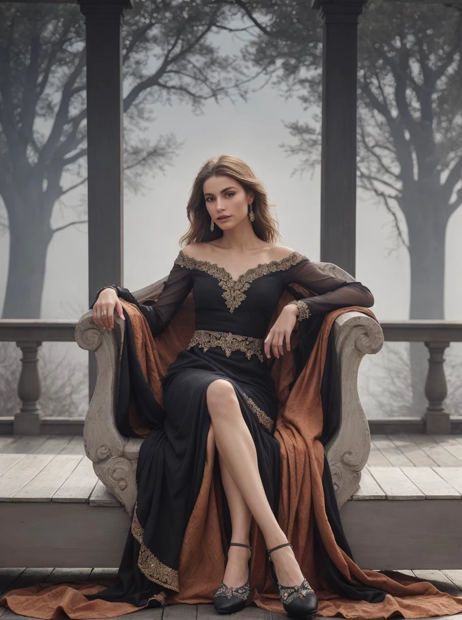 photo of a young woman resting on a chaise lounge, skinny silhouette, blurry background, bokeh, patio, loggia, (fog, mist, dust:0.95), [elevate the quality of the photography to a professional level paying special attention to facial features and hand details, craft images with sophisticated design and refined composition, exquisite attention to detail especially in the facial and hand regions, emphasize natural and realistic elements, strive for beauty and aesthetics and artistry, create stunning and highly detailed image with a focus on realistic facial and hand elements, capture scenes with the highest possible resolution showcasing intricate textures and maintaining texture fidelity, aim for photorealistic depictions conveying exceptional realism and depth and clarity, utilize soft and natural lighting to highlight facial features, ensure crisp highlights and authentic shadows, represent colors accurately and maintain true color representation, achieve sharp focus and fine details and the level of a masterpiece in art photography]