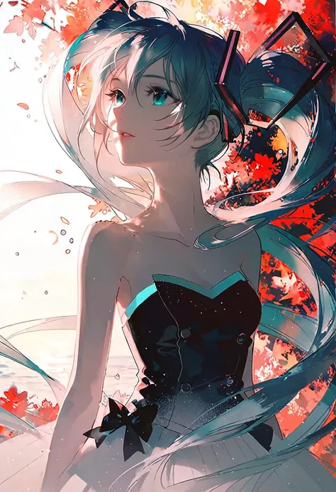 by rella, by ask, <lora:Rella:0.6>, 
break
watercolor,
break
hatsune_miku, solo, parted lips, detailed face, detailed hair, wind effect, 
break
strapless, bare shoulders, collarbone, 
break
 [flat-pasto:3d:0.6],
break
beautiful, aesthetic, detailed, beautiful color, amazing quality, best quality, high quality,