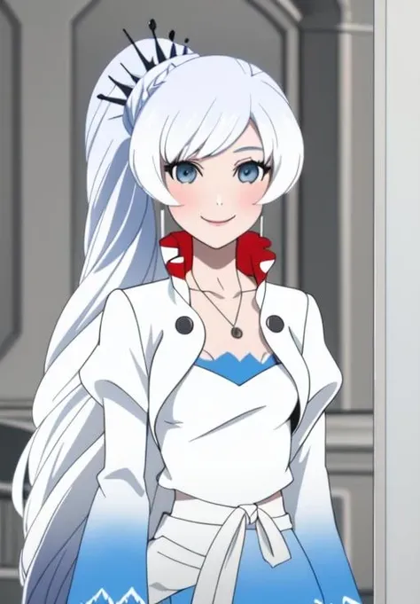 <lora:Rwby:0.8>, solo, Weiss, smile, closed mouth