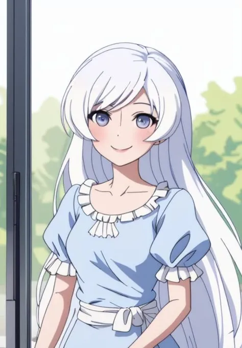 <lora:Rwby:0.8>, solo, WeissNighty, smile, closed mouth