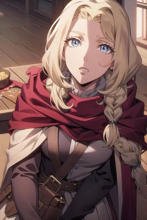 lisatepes, <lora:lisatepes-lora-nochekaiser:1>,
lisa tepes, long hair, blue eyes, blonde hair, hair over shoulder,
BREAK braid, belt, bag, cape, single braid, long sleeves, skirt,
BREAK looking at viewer,
BREAK indoors,
BREAK <lyco:GoodHands-beta2:1>, (masterpiece:1.2), best quality, high resolution, unity 8k wallpaper, (illustration:0.8), (beautiful detailed eyes:1.6), extremely detailed face, perfect lighting, extremely detailed CG, (perfect hands, perfect anatomy),