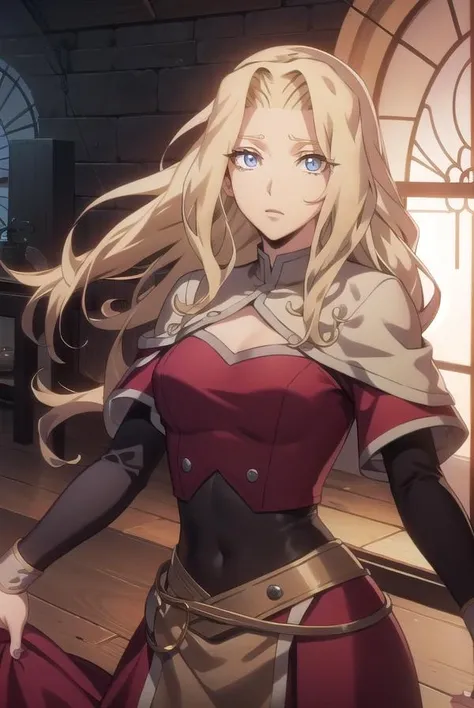 lisatepes, <lora:lisatepes-lora-nochekaiser:1>,
lisa tepes, long hair, blue eyes, blonde hair, hair over shoulder,
BREAK dress, red dress, long sleeves, skirt, long skirt,
BREAK looking at viewer,
BREAK indoors,
BREAK <lyco:GoodHands-beta2:1>, (masterpiece:1.2), best quality, high resolution, unity 8k wallpaper, (illustration:0.8), (beautiful detailed eyes:1.6), extremely detailed face, perfect lighting, extremely detailed CG, (perfect hands, perfect anatomy),