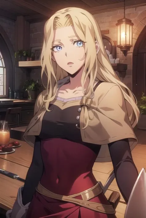 lisatepes, <lora:lisatepes-lora-nochekaiser:1>,
lisa tepes, long hair, blue eyes, blonde hair, hair over shoulder,
BREAK dress, red dress, long sleeves, skirt, long skirt,
BREAK looking at viewer,
BREAK indoors,
BREAK <lyco:GoodHands-beta2:1>, (masterpiece:1.2), best quality, high resolution, unity 8k wallpaper, (illustration:0.8), (beautiful detailed eyes:1.6), extremely detailed face, perfect lighting, extremely detailed CG, (perfect hands, perfect anatomy),