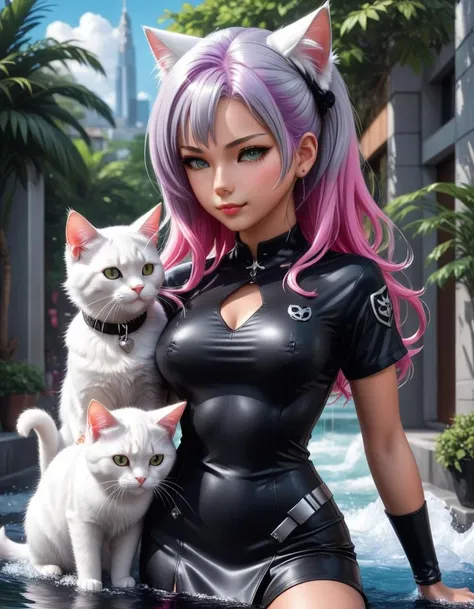 anime artwork <lora:FFelf-LiFFe-FFusion-LoRA-FA-TX10_v2:1> Hyperrealistic art digital art of an elegant, cyborg - girl with silver hair, 3d render of catwoman, a girl with pink hair and black outfit, wearing a tee shirt and combats, a woman in a red dress laying in water, wearing military outfit, huge wings growing out of arms, purple and black clothes, woman made of black flames, a girl in a black dress with white hair and a cat, semirealistic anime style . Extremely high-resolution details, photographic, realism pushed to extreme, fine texture, incredibly lifelike . anime style, key visual, vibrant, studio anime,  highly detailed