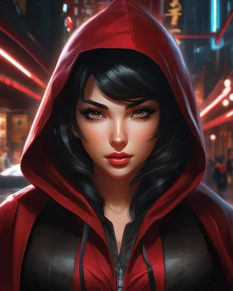 anime artwork <lora:SaFFe-Anim-LycorsFF:1> a woman in red hooded cloak, detailed portrait of anime girl, black haired girl wearing hoodie, seductive tifa lockhart portrait, extremely detailed artgerm, sultry digital painting, graphic artist artgerm, portrait of anime woman, beautiful alluring anime woman, steven artgerm lau, style of charlie bowater, style of stanley artgerm . anime style, key visual, vibrant, studio anime, highly detailed