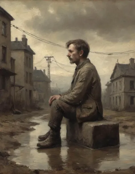 painting of confusion neonpunk anachronism by Hendrik Weissenbruch by Gabriel Pacheco by Odd Nerdrum crouching subtle horrors in glossy futures while sinkholes develop under us and electric wires hum out of tune