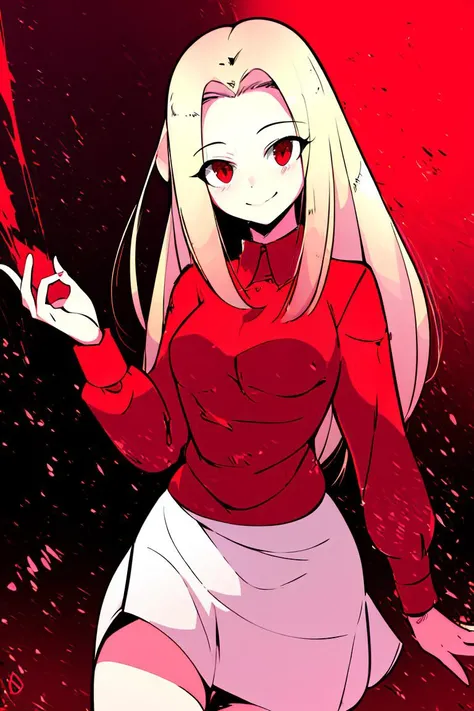 <lora:Diives_Style:1>, ((masterpiece,best quality)), absurdres, <lora:Irisviel_von_Einzbern_Combined:0.7>, Irisviel_von_Einzbern, red shirt, white skirt, solo, smiling, looking at viewer, cowboy shot, cinematic composition,