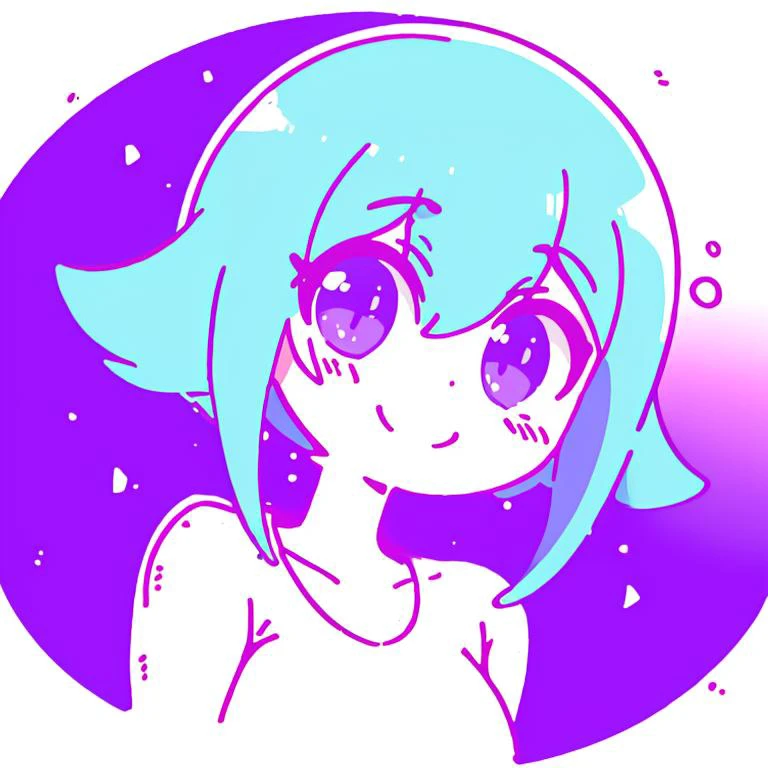<lora:Diives_Style:0.7>, anime girl, upper body, smiling, happy, <lora:jbs2:0.9>, jbstyle, halftone shading, blue and purple, digital illustration, smooth shading, smooth gradient