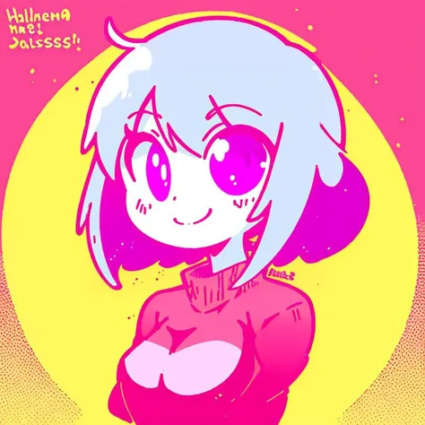 <lora:Diives_Style:0.7>, anime girl, upper body, smiling, happy, <lora:jbs2:0.9>, jbstyle, halftone shading, red and purple, digital illustration, smooth shading, smooth gradient