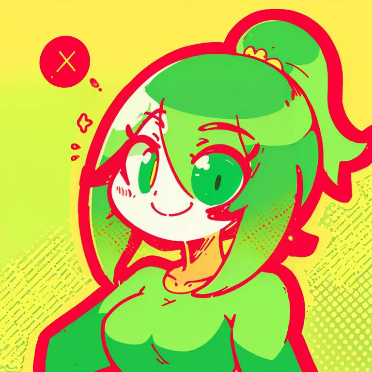 <lora:Diives_Style:0.7>, anime girl, upper body, smiling, happy, <lora:jbs2:0.9>, jbstyle, halftone shading, yellow and green, digital illustration, smooth shading, smooth gradient