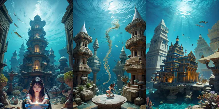 (otherworldly, otherworldly atmosphere, otherworldly appearance), highly insanely detailed, masterpiece, top quality, best quality, highres, 4k, 8k, RAW photo, ((ancient egyptian theme:1.2)), 
(long_hair, long hair, random colors hair, glowing hair, hair over one eye, long messy hair), 
(eyelashes, eyeliner, eyeshadow, eyelashes), 
collar, earrings, jewelry, necklace, armlet, 
tentacle, (underwater), nsfw, 
Homestay, Resort, Guest House, 
building, structure, still life, swirling energy, 
action pose, 
1girl, love letter, incoming gift, outdoors, windy,  <lora:love_letter_v1:0.8>, (fantasy world)