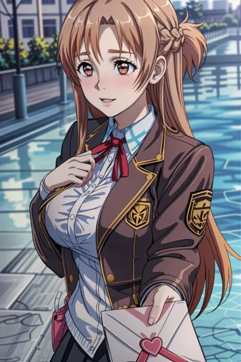 <lora:lcm_lora_sd15:1>,
(masterpiece,best quality,8k,beautiful and aesthetic:1.2),
solid-best-physical-appearance-perfect::2,
cosplay,(HUGE BREASTS:1.3),(floating hair:1.2),PERFECTEYES EYES,narrow_waist,slender,skinny,(dynamic_angle),sexy posture,
<lora:(RRy^W)}PWfeYH.N}rZh<.eft_s1_asuna-04:0.7>,
Eft_sao_asuna,asuna (sao),brown eyes,brown hair,braid,long hair,(very long hair),half updo,
(jacket),school uniform,neck ribbon,red ribbon,collared shirt,buttons,pleated skirt,(black skirt),
<lora:[YR]^`f.love_letter_v1:0.6>,
looking to the side,(full-face blush),blush,((love letter)),incoming gift,love,(happy valentine,valentine:1.4),upper body,
outdoors,
<lora:[R]Xn}0{LORA.add_detail:0.2>,
<lora:[OMQ*S][vw<w[.locon_perfecteyes_v1_from_v1_64_32:0.6>,