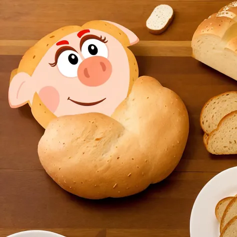 pig Nyshah <lora:Smeshariki0.5:0.8>, (made of bread:1.4), baked,