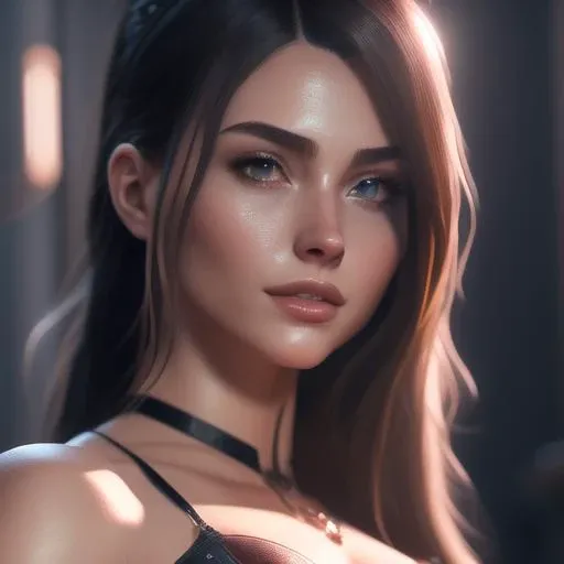 dreamlikeart, samdoesart, kuvshinov, masterpiece, best quality, 1girl, 3d, real, 4k, HD, semi-realism, beautiful semi-realistic girl, Muscles, sexy muscles, (big tits:1.2), (deep cleavage:1.2), (sexy smirk:1.3), beautiful girl, pretty, gorgeous, boobs, sexy, hot, Ambient light, Ambient Occlusion, high details, intricate details, 8k, atmospheric 4k ultra detailed, cinematic sensual, hyperrealistic, big depth of field, colors, 3d octane render, 4k, concept art, trending on artstation, solo, hyperrealistic, Hyperdetailed, Vivid colors, intricate and detail
