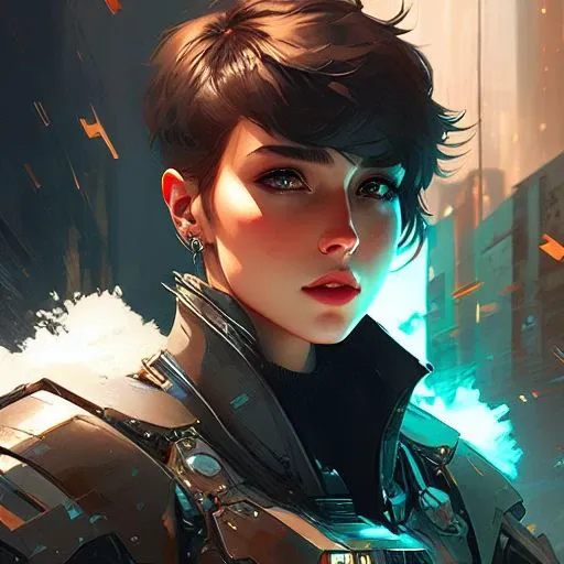 (samdoesart:1.1) (dreamlikeart:1) longshot of a beautiful young lady, short hair, (medieval:1.2), masterpiece, intense shadows, ambient light, illustration, thick outlines, highres, drawn by Bastien Lecouffe-Deharme, (Yoji Shinkawa:1.1), (kuvshinov:1)