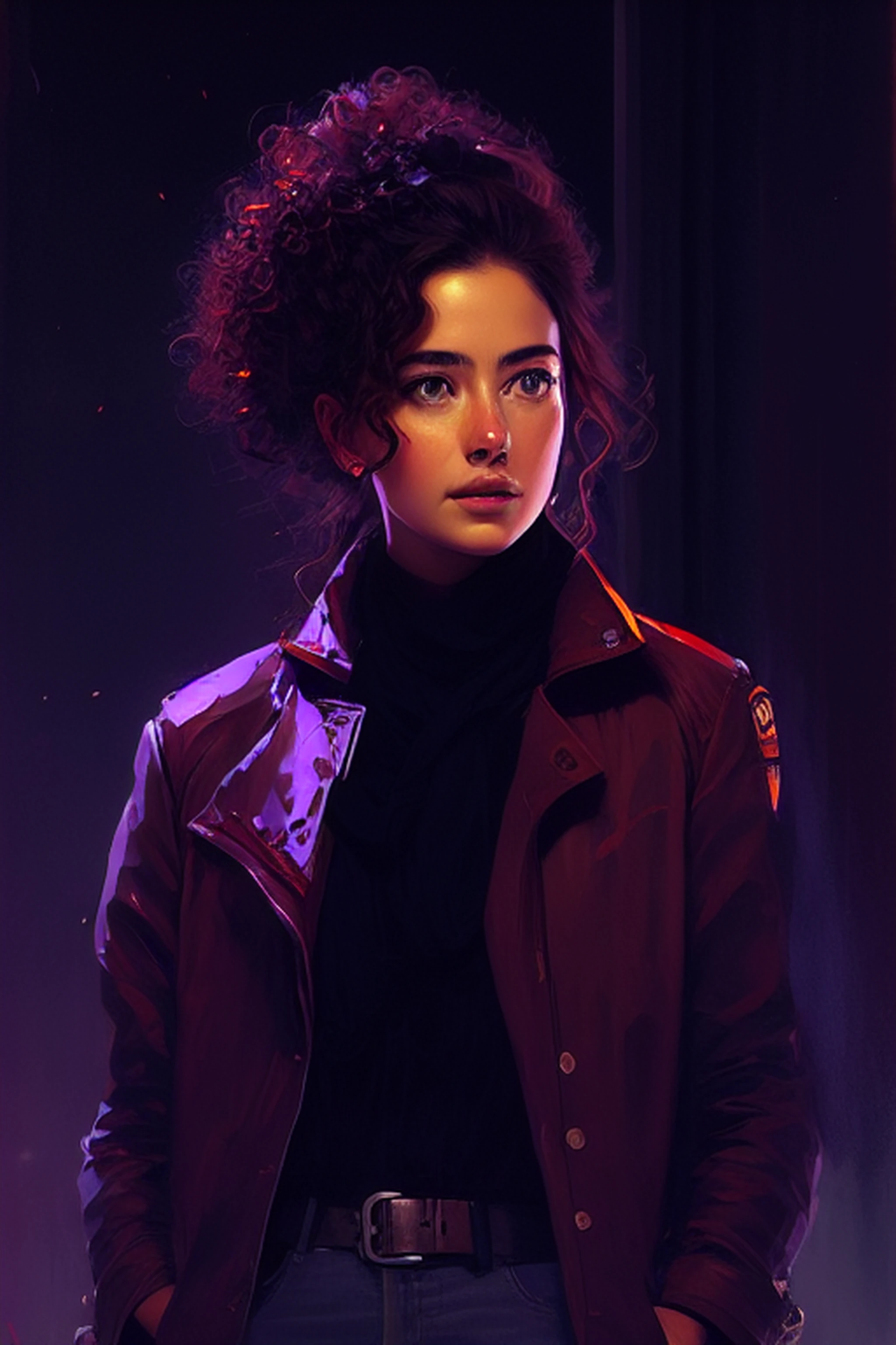 Style-Empire, (samdoesart:1.1) (dreamlikeart:1) full body portrait of a beautiful young lady, curly hair, (sci-fi:1.2), masterpiece, intense shadows, ambient light, illustration, (thick outlines:1.2), cartoon, highres, drawn by Inoue Takehiko, (Diego Dayer:0.9), Jakub Rozalski, (kuvshinov:1)