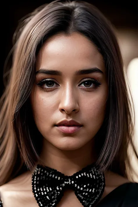 beautiful woman (Shr4dh4K4p00r:.99),( beautiful hair:1.2), ((portrait)), (closeup:1.2), ((from the waist up)), ((( orchard ))), natural skin texture, ((dark black eyeliner:1.2)), (( Gown with a Sequin Bow Detail :1.2)), 24mm, 4k textures, soft cinematic light, adobe lightroom, photolab, hdr, intricate, elegant, highly detailed, sharp focus, ((((cinematic look)))), soothing tones, insane details, intricate details, hyperdetailed, low contrast, soft cinematic light, exposure blend, hdr, faded, now, ("I've got a bad feeling about this.":1.1)