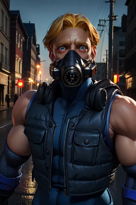 DoctrineDark,blonde hair,blue eyes,muscular,short hair, shooked,
DDArmor, armor,gas mask,fingerless gloves,bodysuit, swat vest,boots,
night, standing, upper body, solo, 1guy,
(insanely detailed, beautiful detailed face, masterpiece, best quality)
<lora:DoctrineDark:0.8>