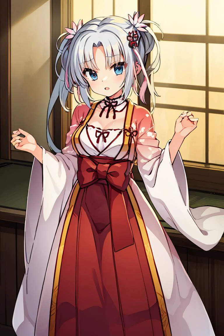 (masterpiece, best quality), 1girl, <lora:TomotakeYoshino-10:0.8> yoshino, twintails, hair ornament, japanese clothes, hakama